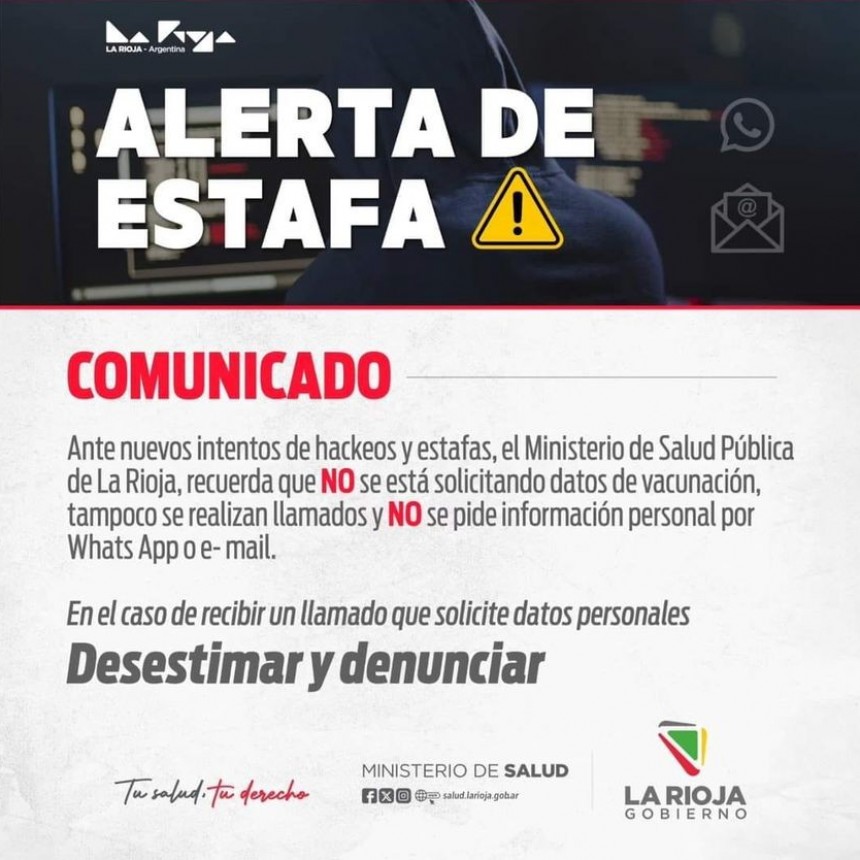 EL MINISTERIO DE SALUD ALERTA SOBRE ESTAFAS TELEFÓNICAS