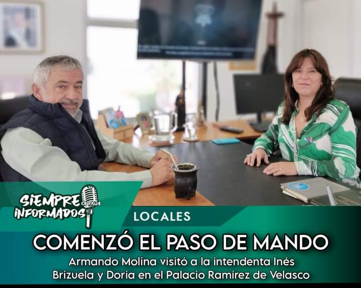 COMENZÓ EL PASO DE MANDO: ARMANDO MOLINA VISITÓ A LA INTENDENTA INÉS BRIZUELA Y DORIA 