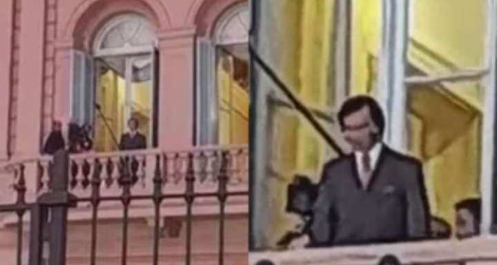 CARLOS MENEM  APARECIÓ EN EL BALCÓN DE LA CASA ROSADA