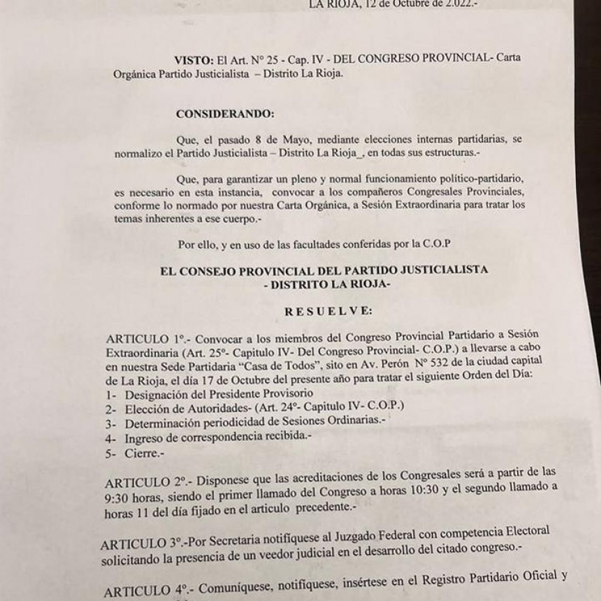 SESIONA EL CONGRESO PROVINCIAL DEL PJ CON CRITERIO DE PARIDAD 