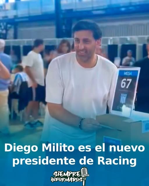 DIEGO MILITO TRIUNFÓ EN LAS ELECCIONES Y SERÁ EL PRESIDENTE EN RACING DE AVELLANEDA 